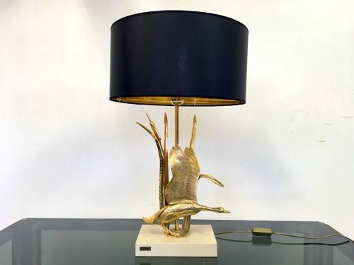 Brass swan and reeds lamp