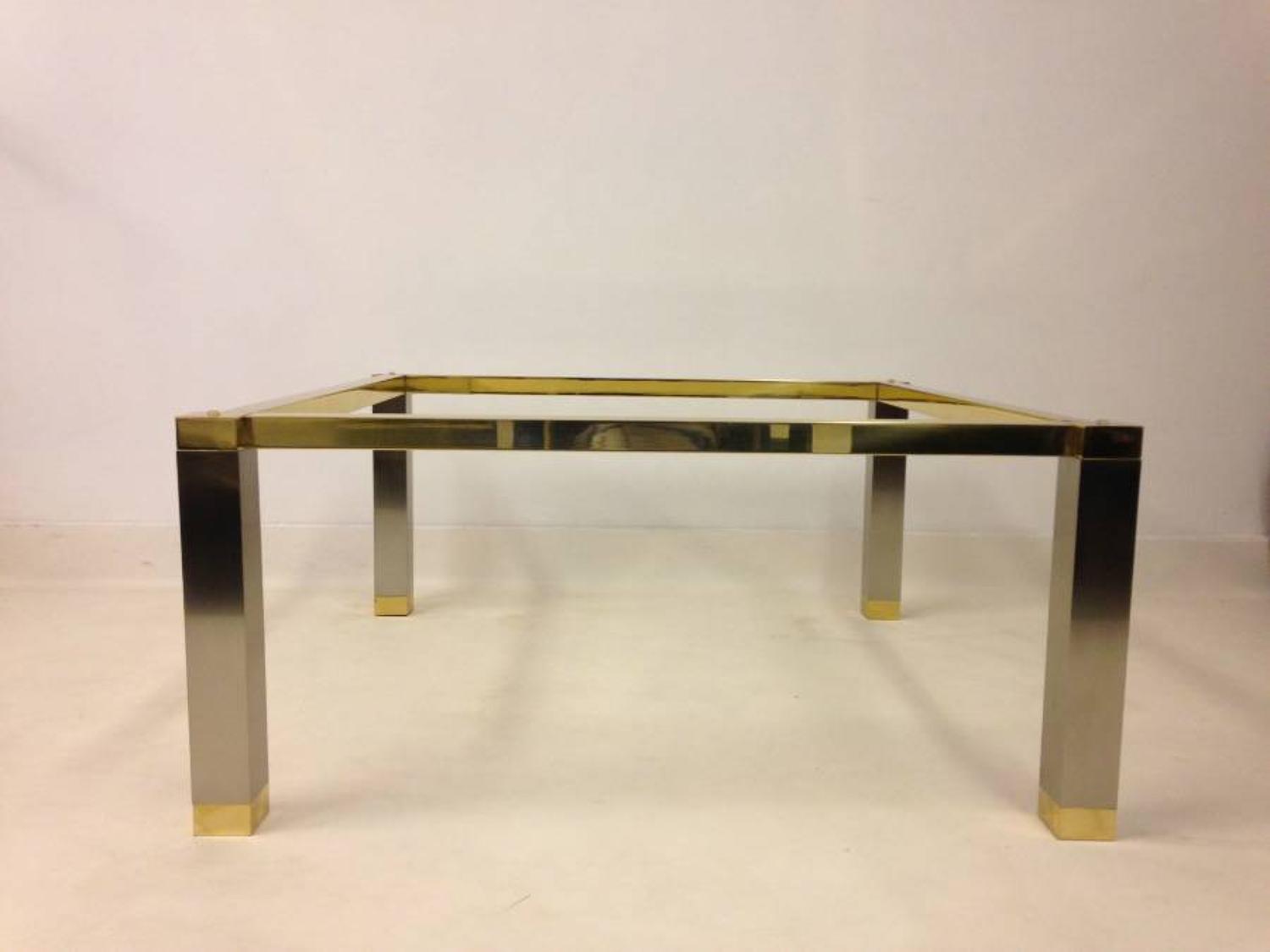 Brushed steel and brass coffee table