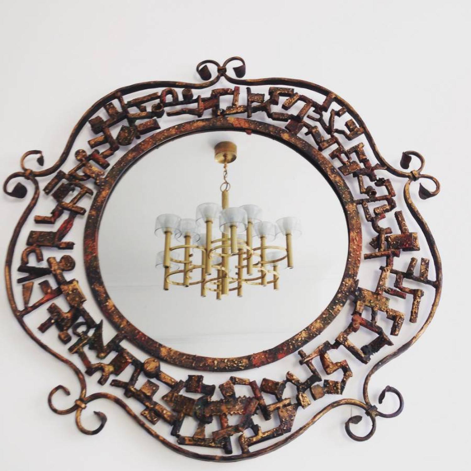 Italian gilded iron mirror Marsura Salvino