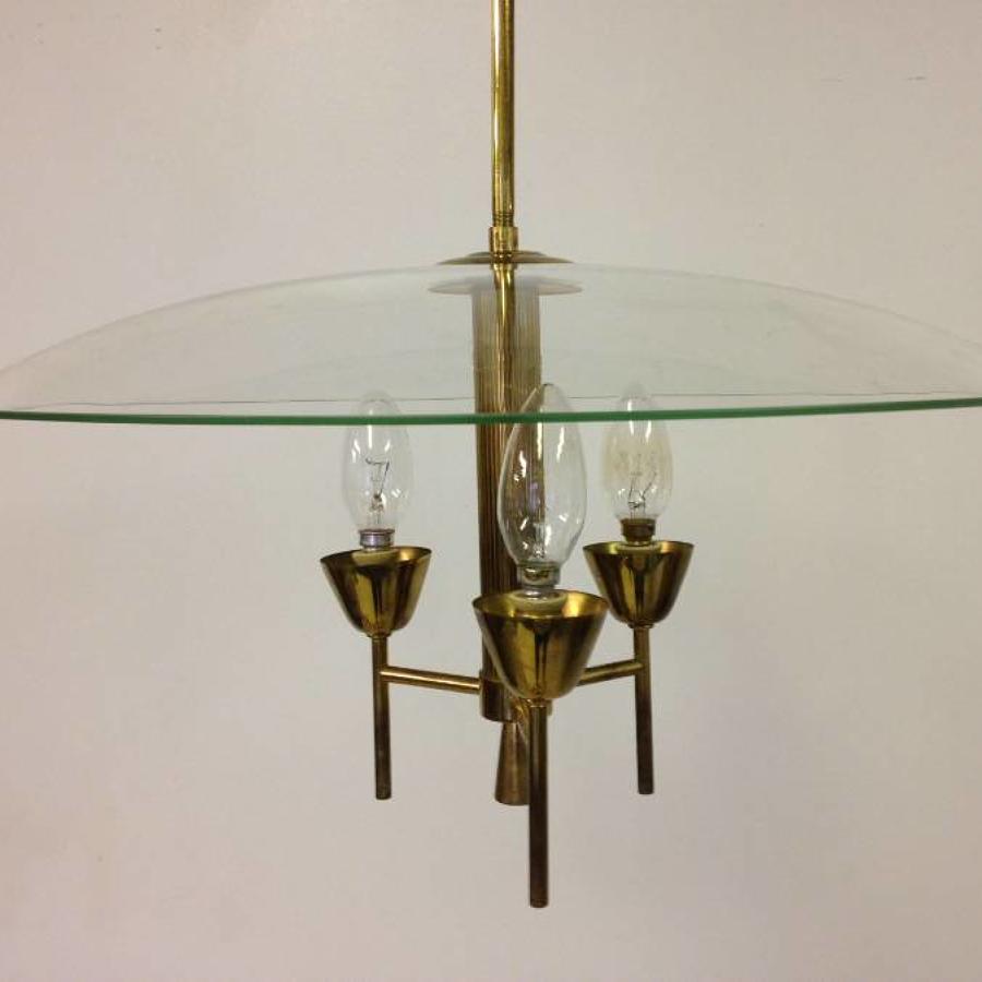 Italian glass and brass chandelier