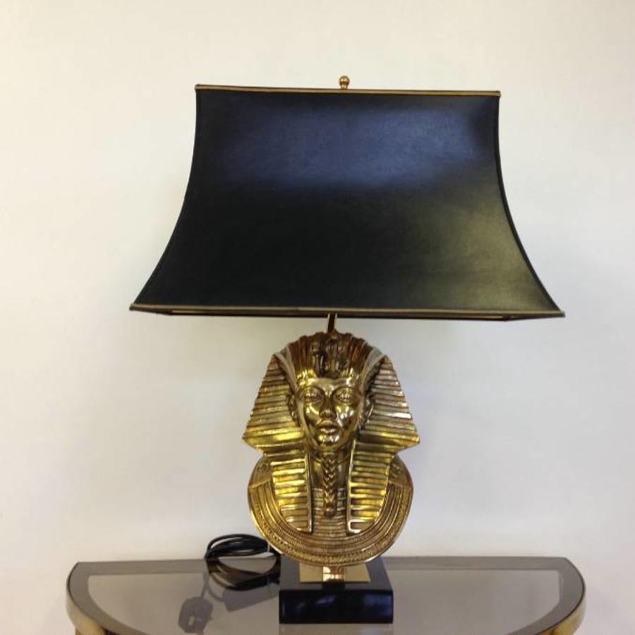 Gold plated and brass Tutankhamun lamp
