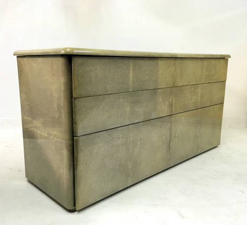 Lacquered goatskin or parchment chest of drawers