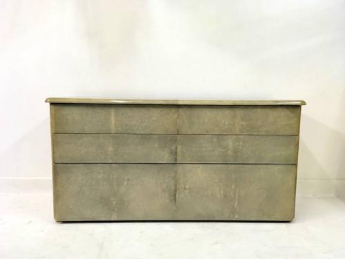 Lacquered goatskin or parchment chest of drawers