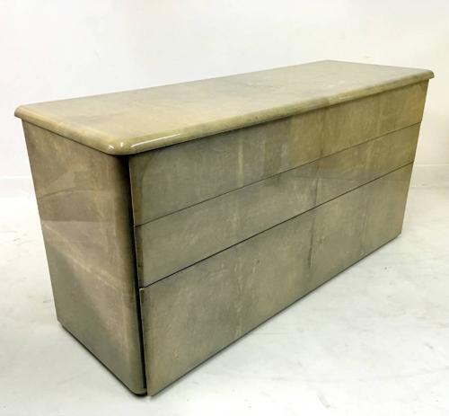 Lacquered goatskin or parchment chest of drawers