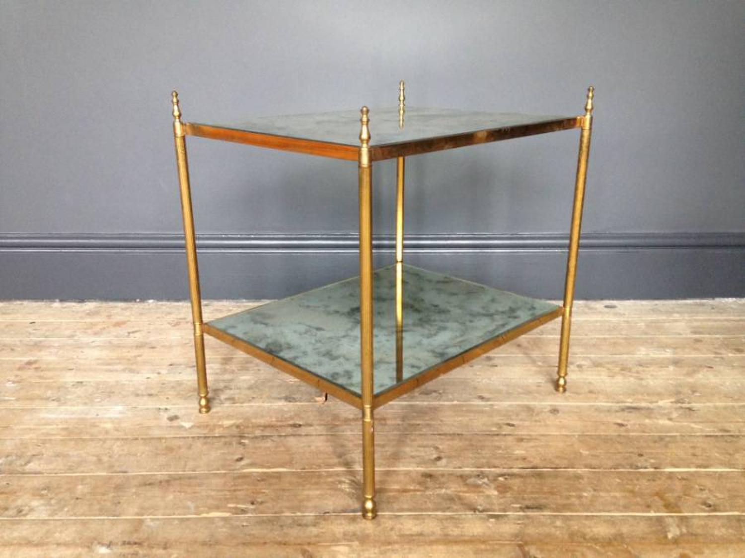 Brass side table with verre eglomise