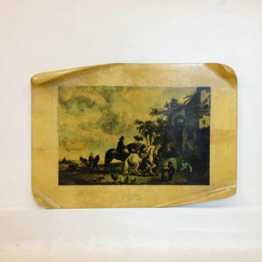 Lacquered parchment wall plaque by Aldo Tura