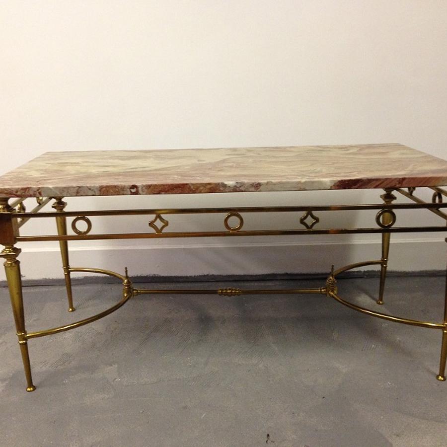 Brass and marble coffee table