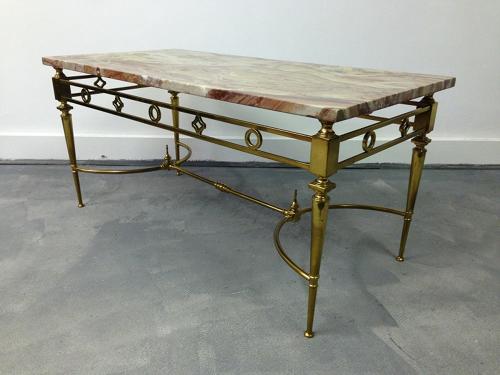Brass and marble coffee table
