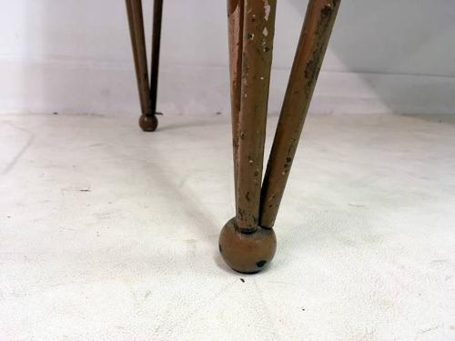 1950s Italian glass topped dining table with metal legs