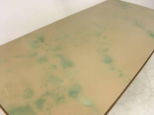 1950s Italian glass topped dining table with metal legs