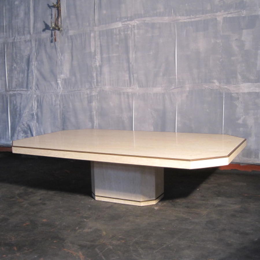 Travertine marble and bronze coffee table by Willy Rizzo
