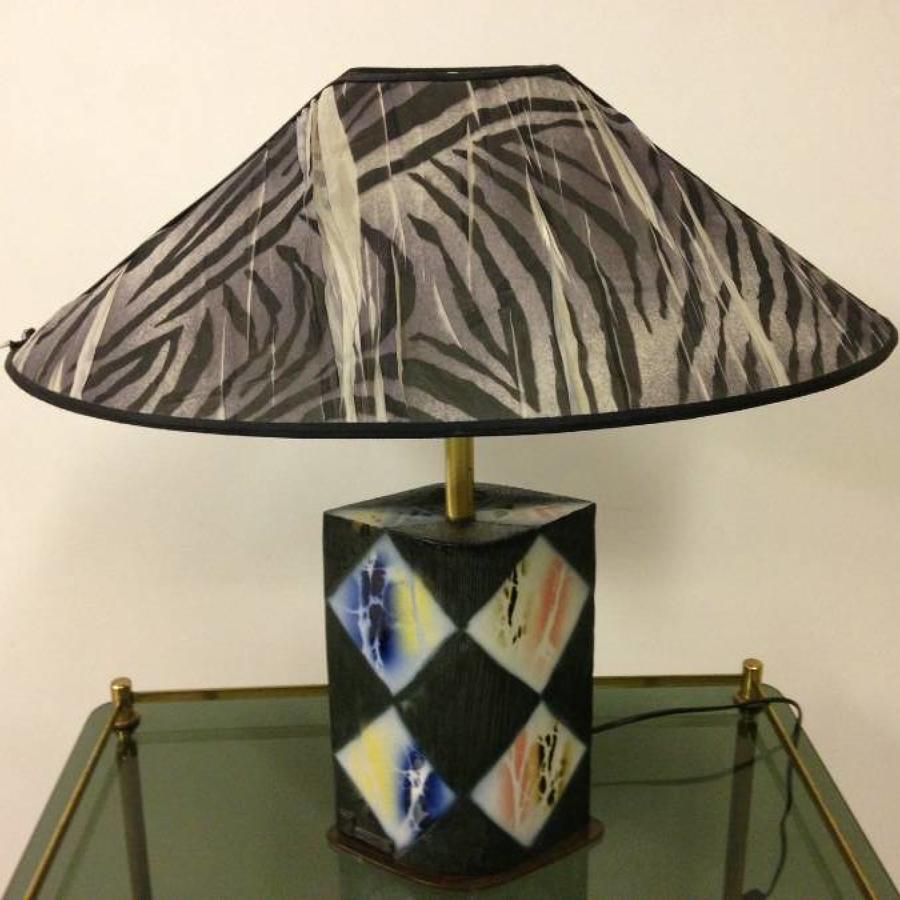 1980s Italian lamp with Zebra stripe shade