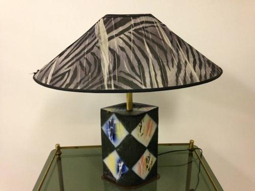 1980s Italian lamp with Zebra stripe shade