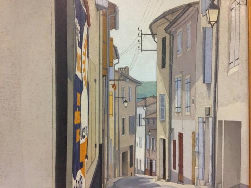 1970s street scene painting on canvas