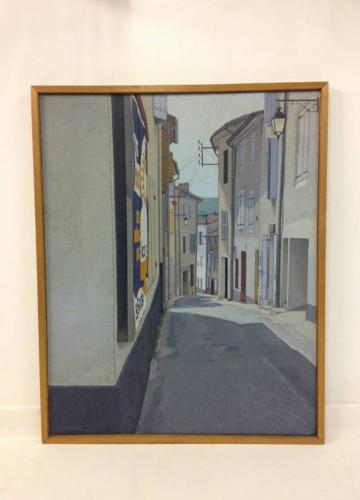 1970s street scene painting on canvas