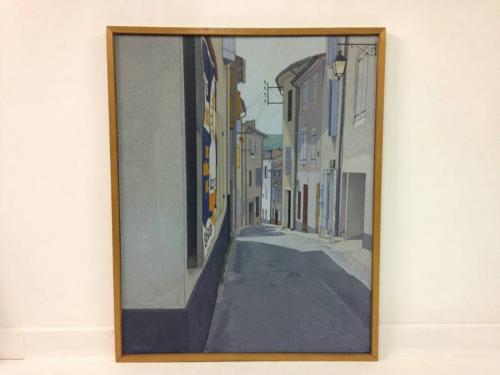 1970s street scene painting on canvas