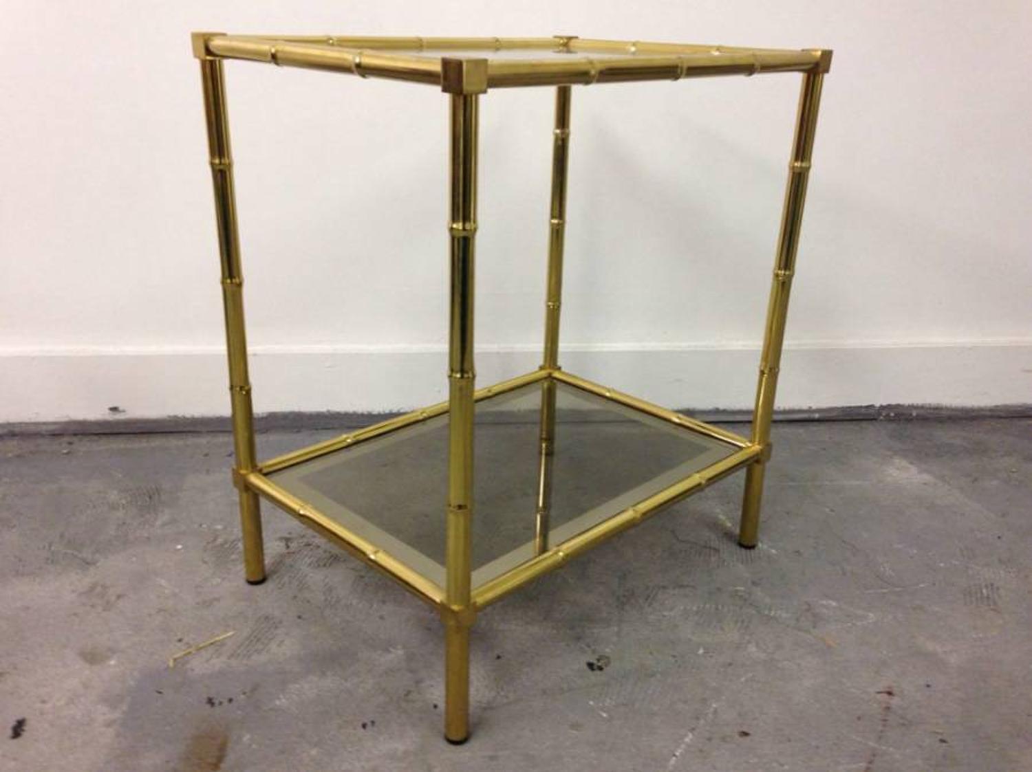 Faux bamboo brass side table