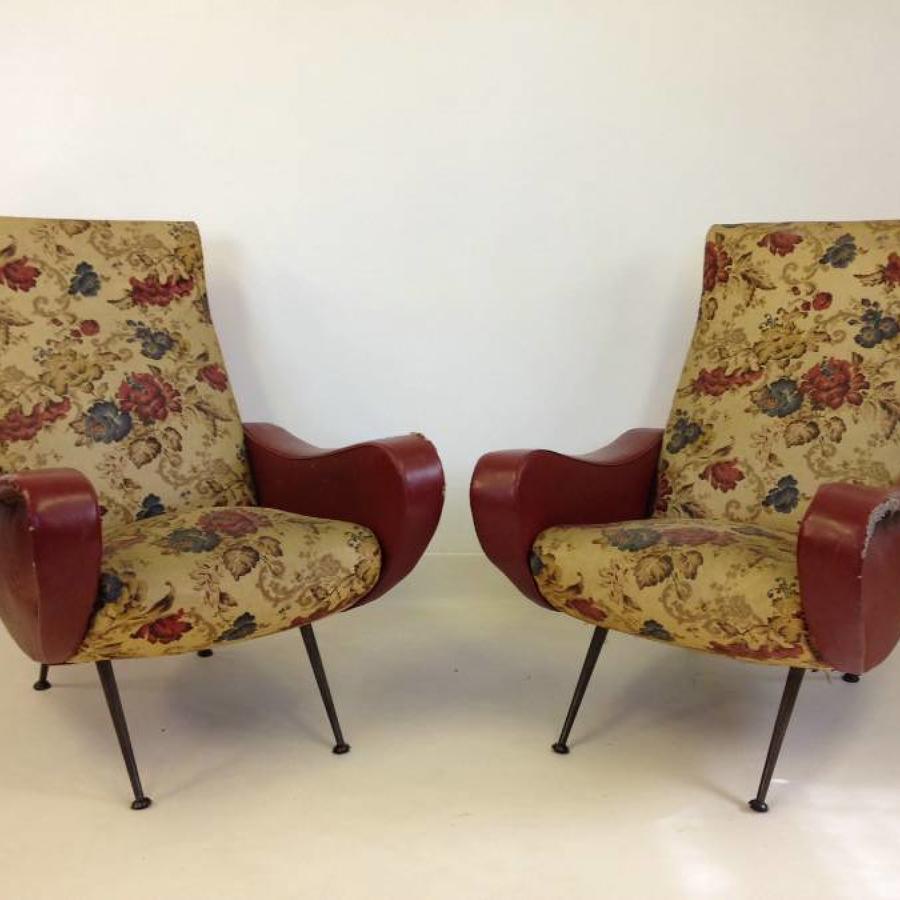 A pair of 1950s Italian armchairs