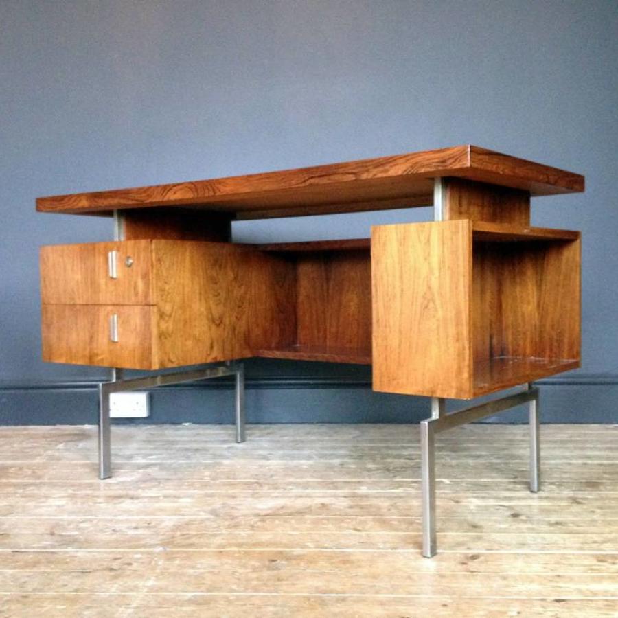 Danish rosewood and chrome desk