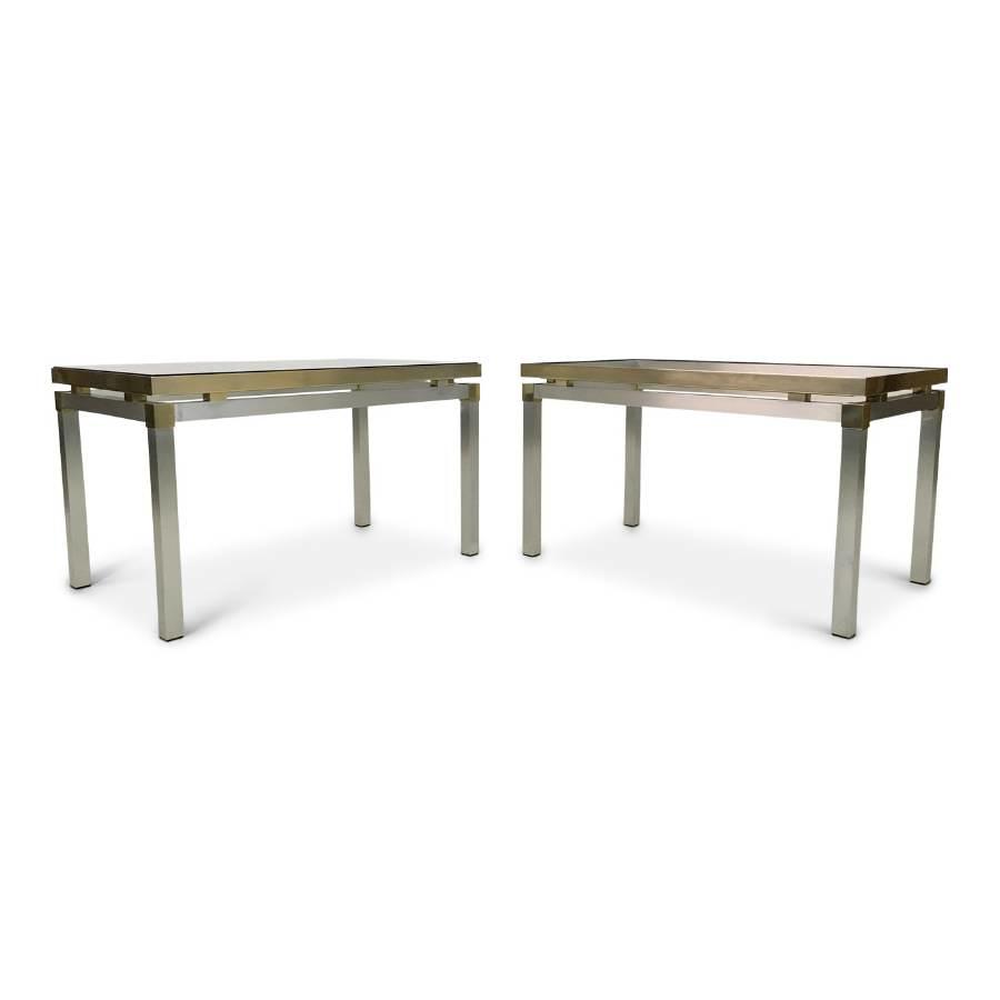 1970s Italian aluminium and brass side tables