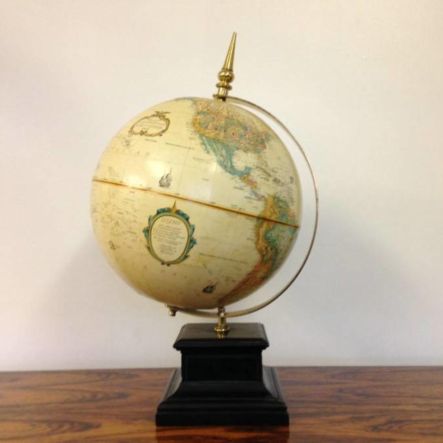 Terrestrial globe on marble and brass stand