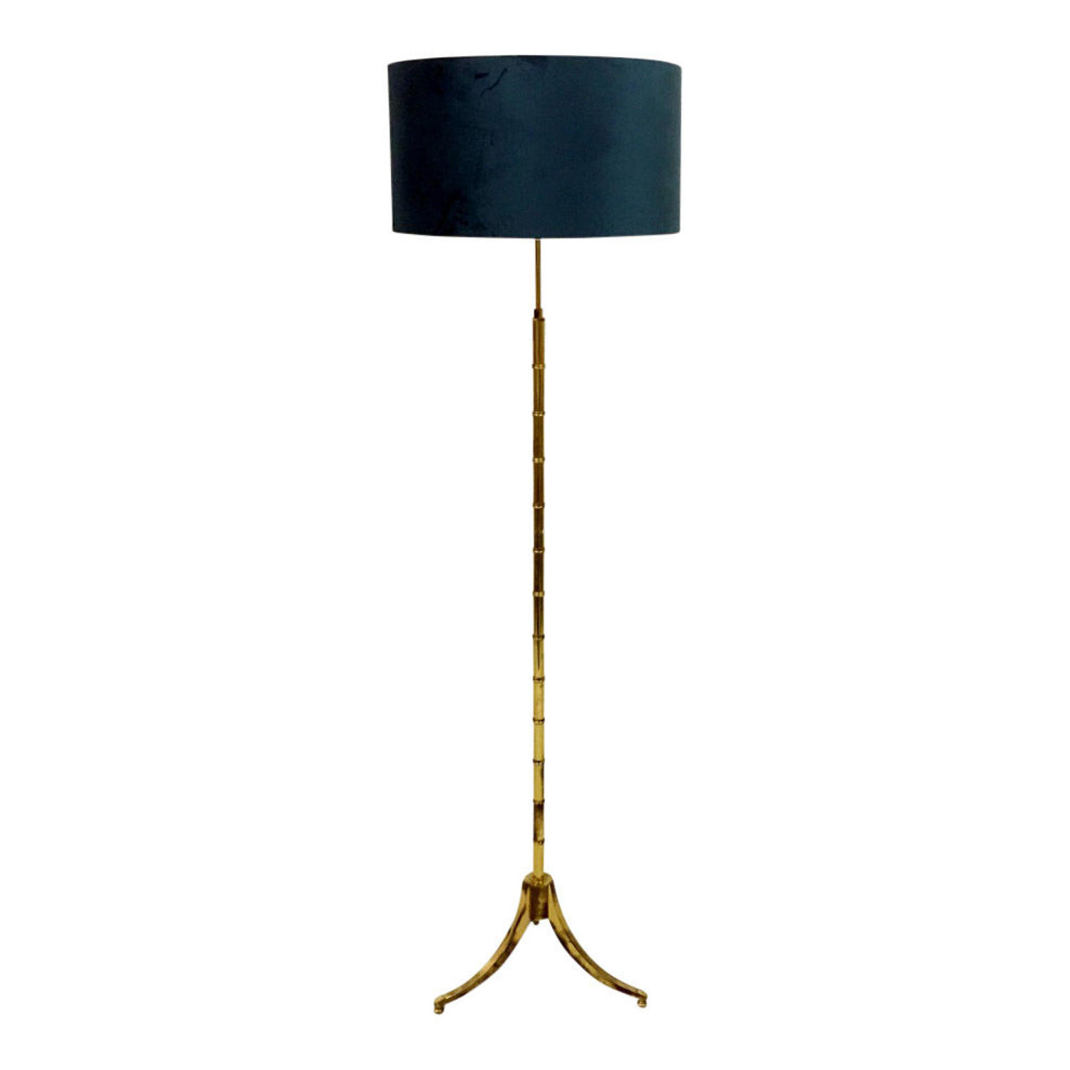 French faux bamboo floor lamp in brass