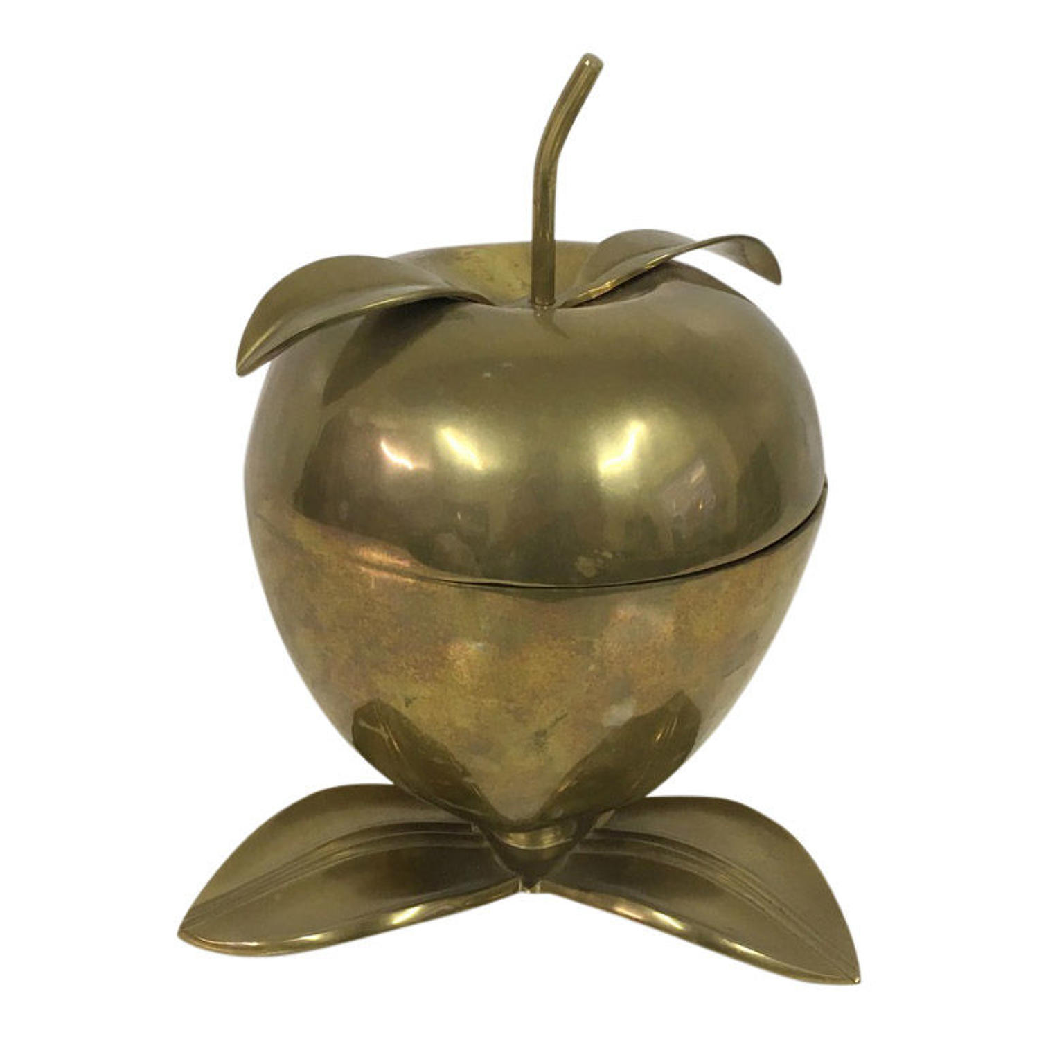 1970s brass apple storage bowl