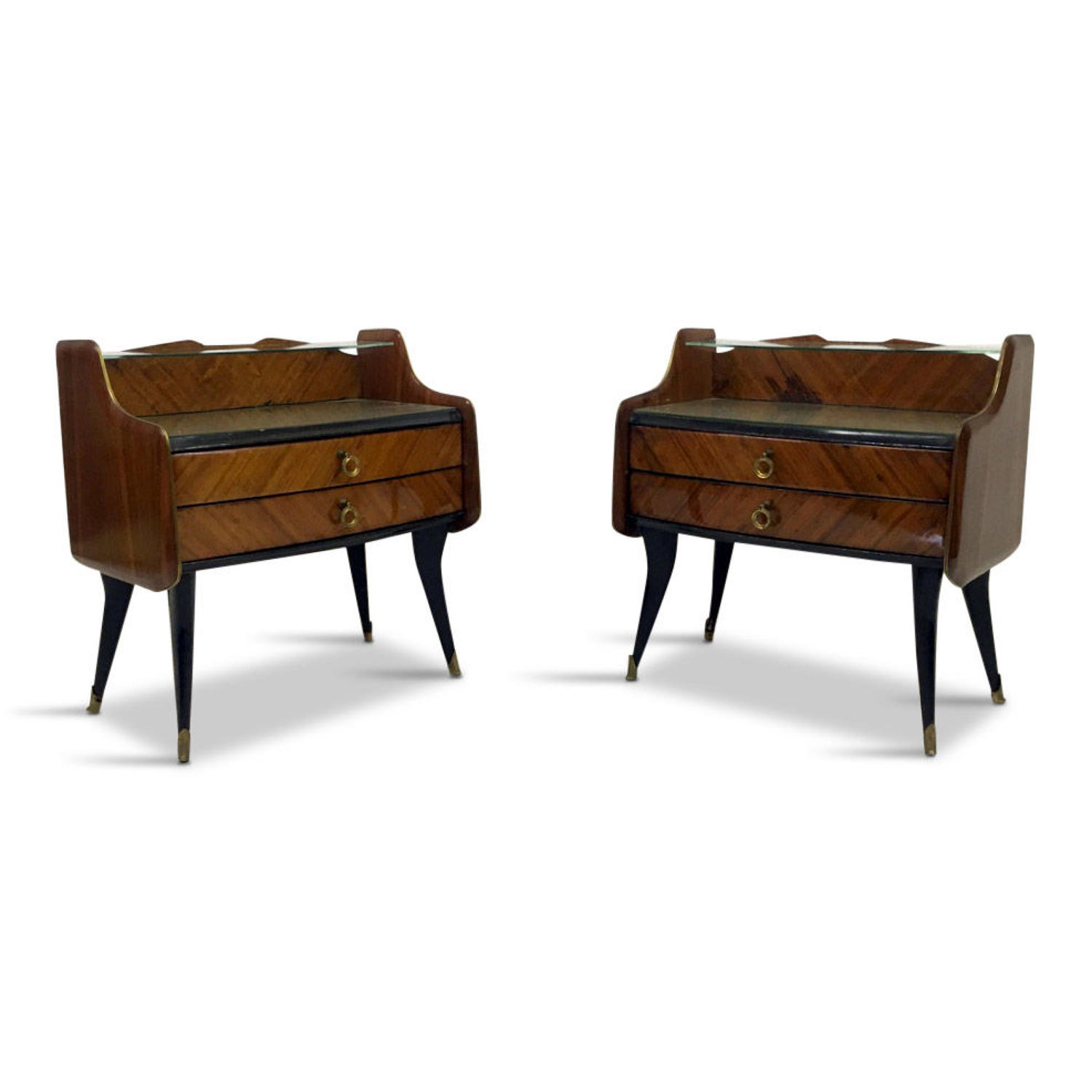 A pair of 1950s Italian rosewood bedside tables