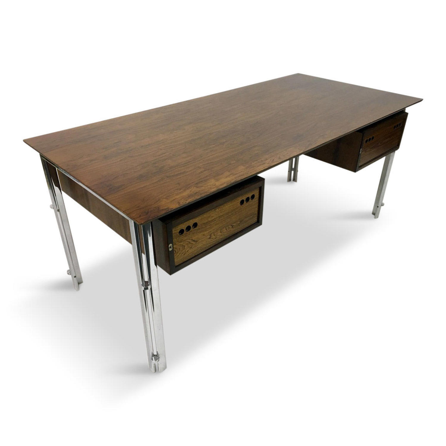 1970s rosewood and chrome desk