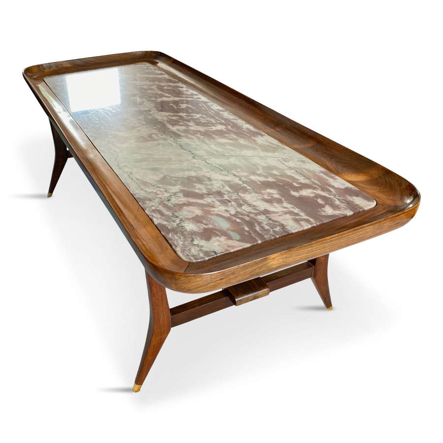 Rosewood and marble coffee table by Giuseppe Scapinelli