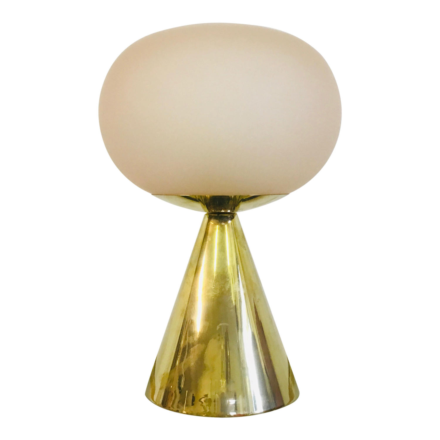 Italian pink glass and brass table lamp