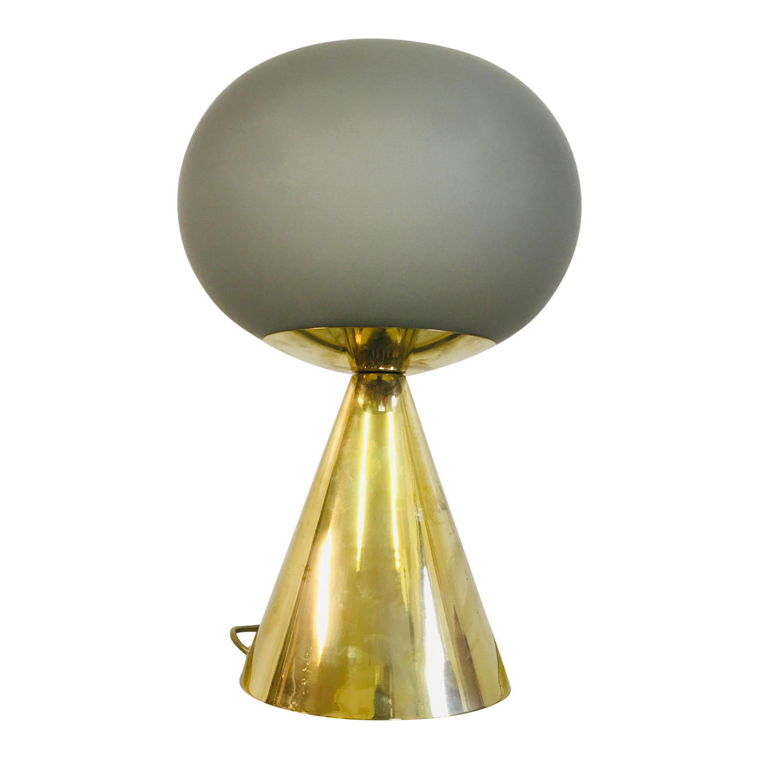 Italian grey glass and brass table lamp