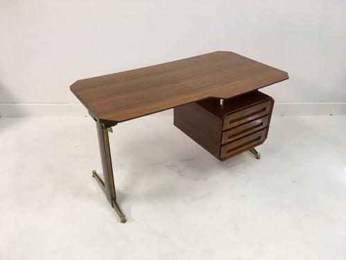 Small 1950s Italian rosewood and brass desk by Dassi
