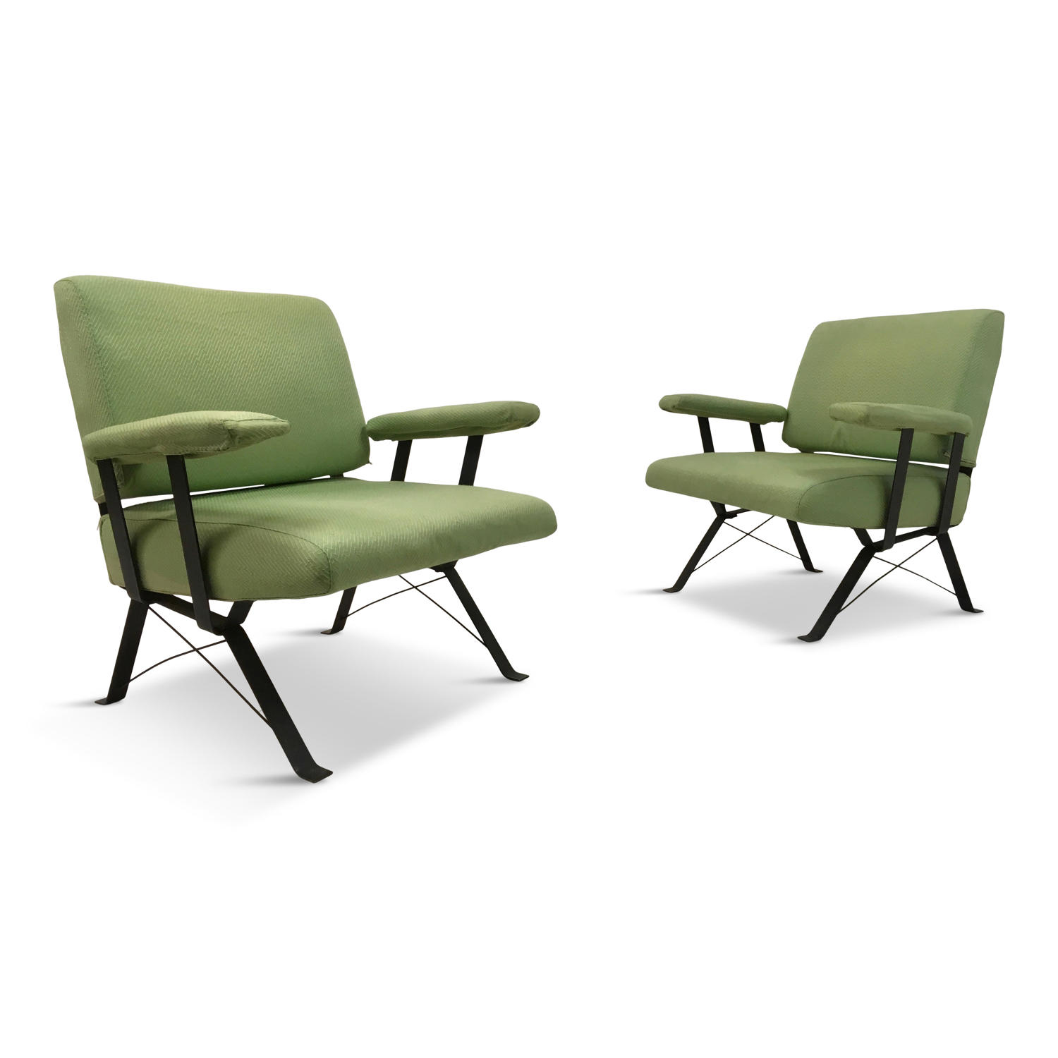A pair of 1960s Italian steel armchairs