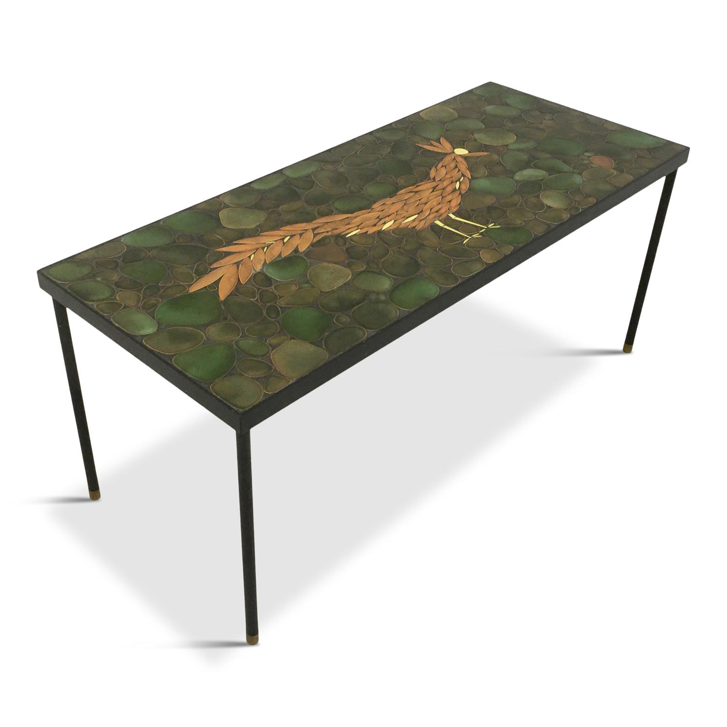 Ceramic, steel and brass coffee table
