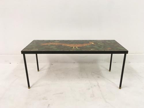 Ceramic, steel and brass coffee table
