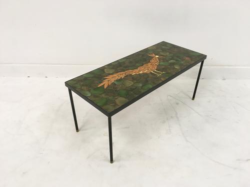 Ceramic, steel and brass coffee table