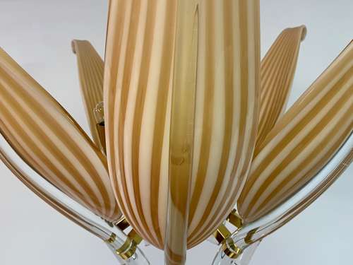 Late 20th Century Murano Glass and Brass Chandelier