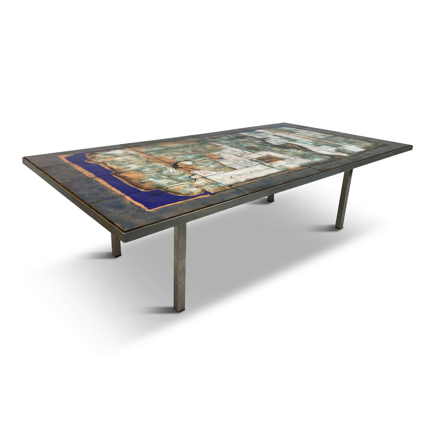 Steel Coffee Table with Enamelled Top by Giorgio Musoni