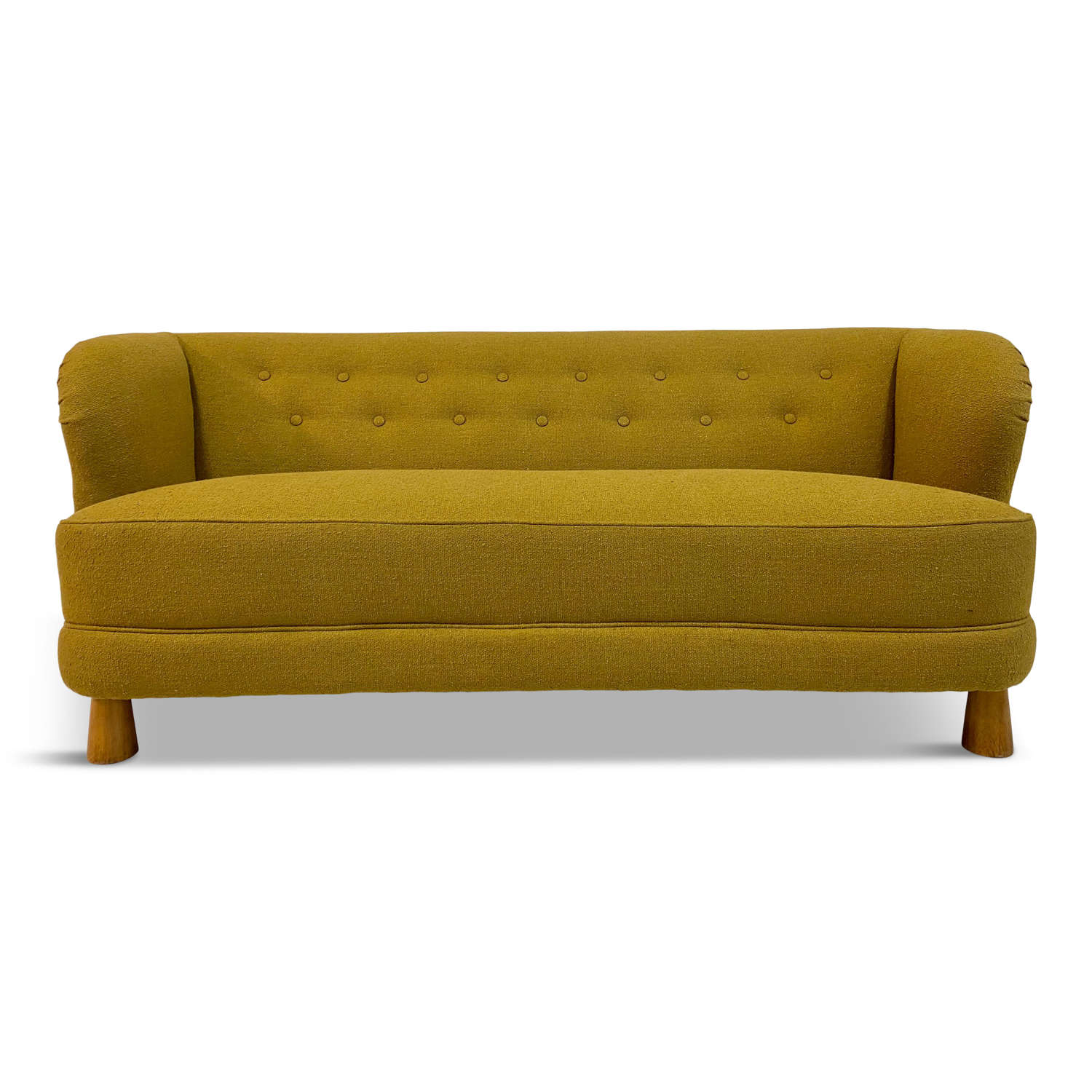 1940s Danish Three Seater Sofa in Mustard Bouclé
