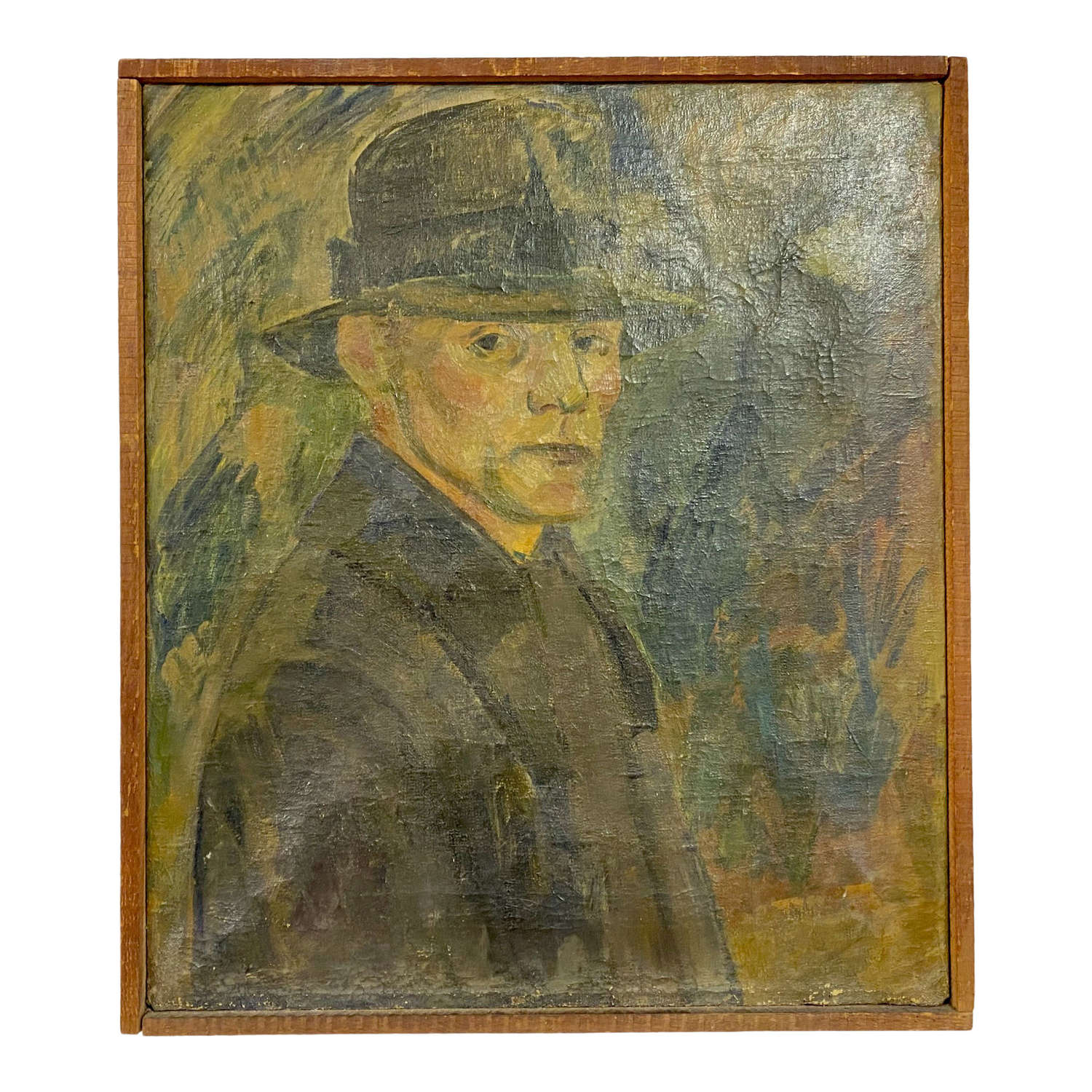 1920s Oil Portrait Painting on Canvas of a Man