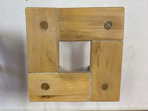 Pair of Small 1970s Beech and Oak Tables or Stools