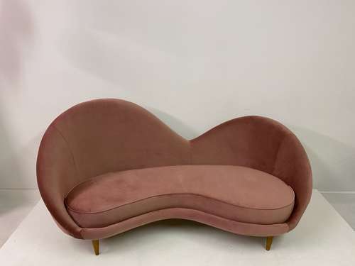1950s Style Italian Sofa in Soft Pink Velvet
