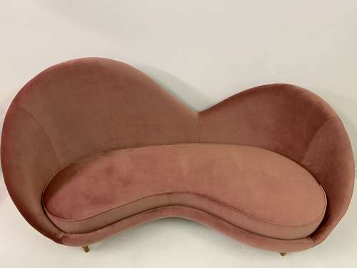 1950s Style Italian Sofa in Soft Pink Velvet