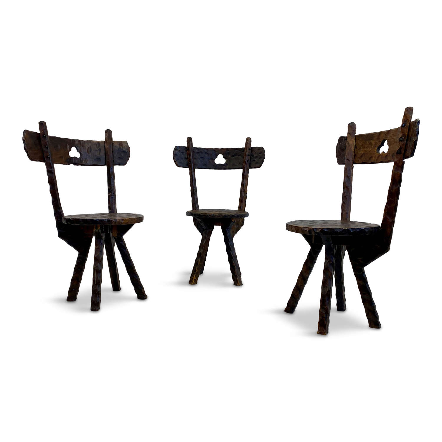 Set of Three Early 20th Century Primitive Folk Chairs