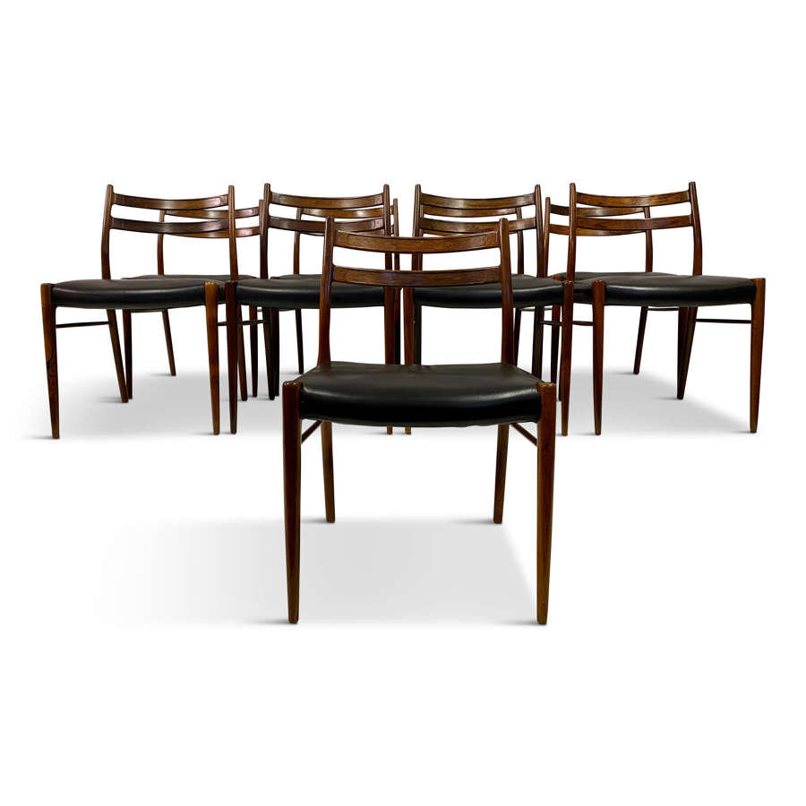 Set of Nine Danish Rosewood Dining chairs by Glyngore Stolefabrik