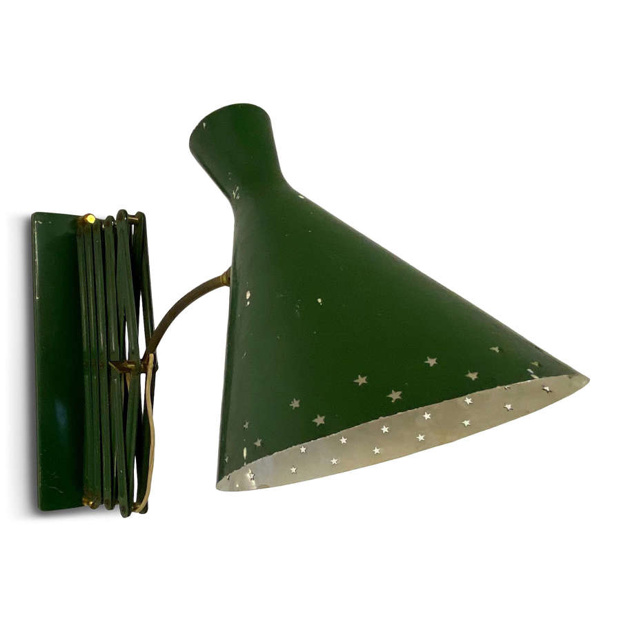 1950s Italian Industrial Scissor Concertina Lamp in Green