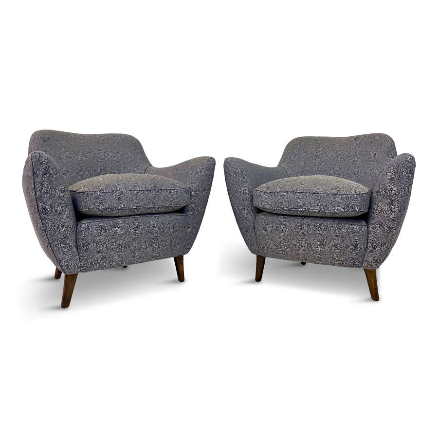 Pair of 1950s Italian Armchairs in the Style of Guglielmo Veronesi