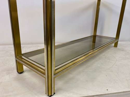 1970s Italian Brass and Chrome Console Table by Romeo Rega