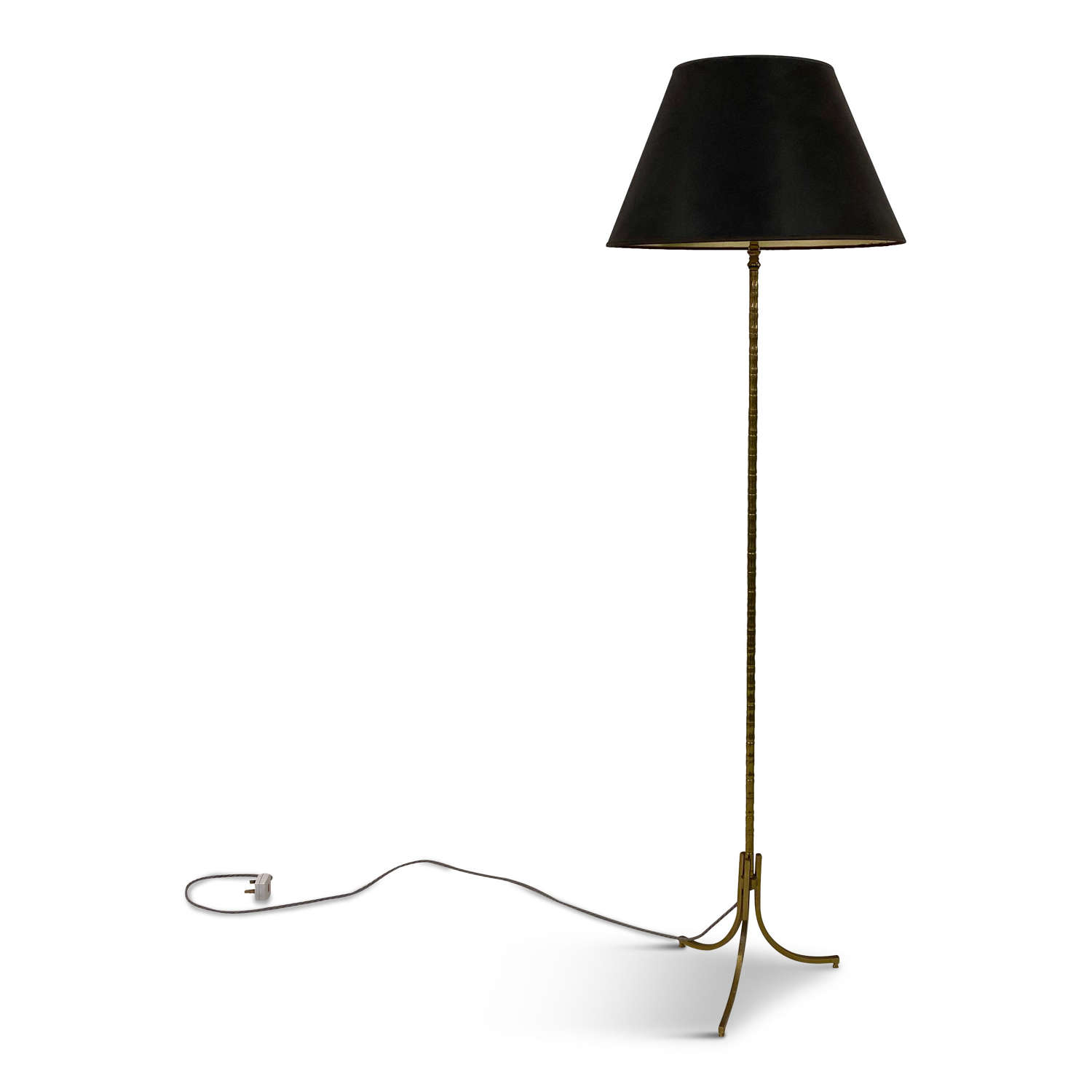 1970s French Brass Bamboo Floor Lamp